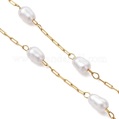 316 Surgical Stainless Steel with Plastic Imitation Pearl Handmade Link Chain Bracelet Making&nbsp;AJEW-JB01589