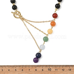 Chakra Gemstone Round Beaded Necklaces with 304 Stainless Steel OT Clasps&nbsp;NJEW-JN06348