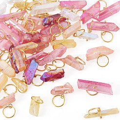 45Pcs 9 Styles Electroplated Natural Quartz Crystal Pendants&nbsp;PALLOY-TAC0226