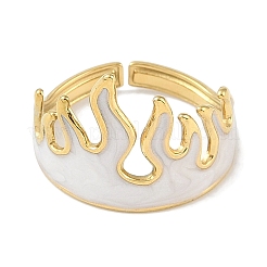Ion Plating(IP) 304 Stainless Steel Enamel Flame Shape Cuff Finger Rings&nbsp;RJEW-L107-086G-01