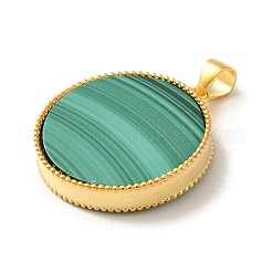 Rack Plating 925 Sterling Silver Pave Natural Malachite Pendants&nbsp;G-K352-01G