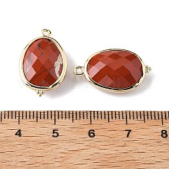 Natural Red Jasper Faceted Oval Connector Charms&nbsp;G-H323-02G-05