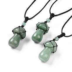 Natural Gemstone Mushroom Pendant Necklace&nbsp;NJEW-E065-01