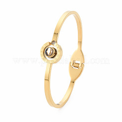 Crystal Rhinestone Flat Round with Roman Numeral Bangle&nbsp;BJEW-N017-011LG