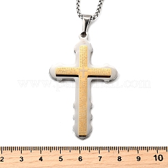 Religion Cross 201 Stainless Steel Pendant Necklaces for Women&nbsp;NJEW-M105-03PG