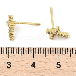 Brass Micro Pave Clear Cubic Zirconia Stud Earrings&nbsp;EJEW-R016-26G-18