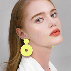 6 Pairs 6 Colors Acrylic Donut Dangle Stud Earrings with Steel Iron Pins for Women&nbsp;EJEW-AN0004-38