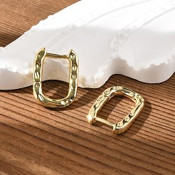 Textured Rectangle Brass Hoop Earrings&nbsp;EJEW-B007-02G