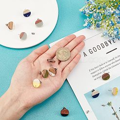 Transparent Resin & Walnut Wood Stud Earring Findings&nbsp;MAK-FH0001-11