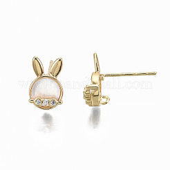 Brass Micro Clear Cubic Zirconia Stud Earring Findings&nbsp;KK-R114-02-NF