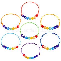 7 Colors Eco-Friendly Korean Waxed Polyester Cord with Natural & Dyed Malaysia Jade Beaded Adjustable Bracelets&nbsp;BJEW-TAC0035