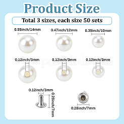 ABS Imitation Pearl Snap Rivet Butt Screw&nbsp;DIY-GF0013-38
