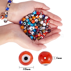 120Pcs 12 Colors Handmade Evil Eye Lampwork Round Bead Strands&nbsp;LAMP-SZ0001-11