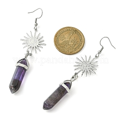 Natural Mixed Gemstone Bullet Dangle Earrings&nbsp;EJEW-JE05321