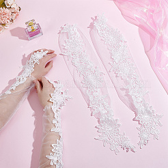 Flower Pattern Polyester Lace Cuff Mesh Long Fingerless Gloves&nbsp;AJEW-WH0455-019