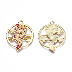 Rack Plating Alloy Enamel Pendants&nbsp;X-ENAM-N055-079