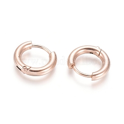 Ion Plating(IP) 304 Stainless Steel Huggie Hoop Earrings&nbsp;EJEW-F111B-13mm-RG