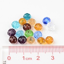 Faceted Rondelle Transparent Glass Beads&nbsp;GLAA-R152-6mm-M1