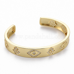 Brass Micro Pave Cubic Zirconia Cuff Bangles&nbsp;BJEW-Q700-002-NF