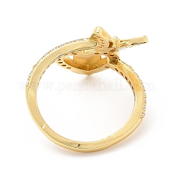 Clear Cubic Zirconia Heart Virgin Mary with Butterfly Open Cuff Ring&nbsp;RJEW-E064-05G