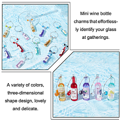 Resin Wine Bottle & Glass Beads Wine Glass Charms&nbsp;AJEW-GA00011