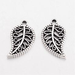 Tibetan Style Alloy Leaf Pendants&nbsp;TIBEP-Q043-318-RS