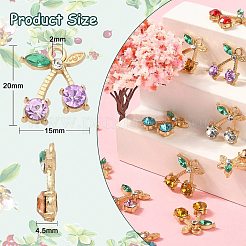 32Pcs 8 Colors Alloy Rhinestone Pendants&nbsp;ALRI-CJ0001-07