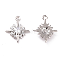 Brass Micro Pave Clear Cubic Zirconia Charms&nbsp;KK-G418-09P