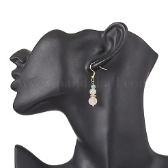 Round Natural Malaysia Jade & Rose Quartz Beaded Dangle Earrings&nbsp;EJEW-JE06471