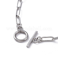 Non-Tarnish 304 Stainless Steel Paperclip Chain Necklaces&nbsp;NJEW-JN02667