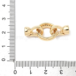 Brass Micro Pave Clear Cubic Zirconia Fold Over Clasps&nbsp;KK-U059-34G