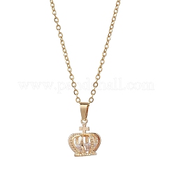 Crown Brass Cubic Zirconia Pendants Necklaces for Women&nbsp;NJEW-JN05519