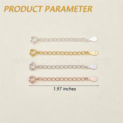 4 Pieces Extension Chain with Spring Clasp Sterling Silver Extender Chains Necklace Bracelet Anklet Removable Chain Extenders Charms for DIY Jewelry Making Accessories&nbsp;JX625A