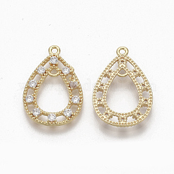 Brass Micro Pave Clear Cubic Zirconia Links&nbsp;ZIRC-Q021-052G-NF