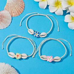 Natural Shell & Polymer Clay 3D Flower Link Bracelet&nbsp;BJEW-JB09815