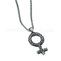 Viking 304 Stainless Steel Female Symbol Pendant Box Chain Necklaces for Unisex&nbsp;WG343F0-01