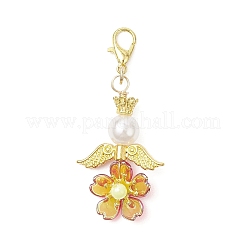 Flower Acrylic & ABS Plastic Imitation Pearl Pendant Decorations&nbsp;HJEW-JM03529-02