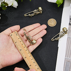 6Pcs Skeleton Halloween Zinc Alloy Brooch&nbsp;JEWB-FH0002-37AG