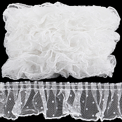 10M Polyester Pleated Lace Trim Ribbon&nbsp;DIY-GF0009-03C