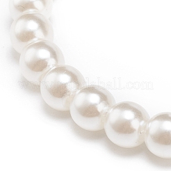 ABS Plastic Imitation Pearl Beaded Stretch Bracelet with Alloy Enamel Charms for Kids&nbsp;BJEW-JB08524