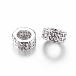 Brass Cubic Zirconia European Beads&nbsp;ZIRC-F001-103P