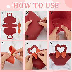 10 Sets 5 Colors DIY PU Imitation Leather Heart Flower Purse Making Sets&nbsp;PURS-CL0001-02