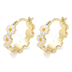 Brass Enamel Hoop Earrings for Women&nbsp;EJEW-A167-27B-01