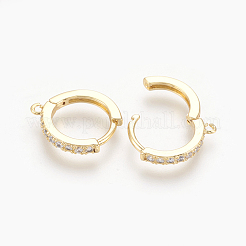 Brass Micro Pave Cubic Zirconia Huggie Hoop Earring Findings&nbsp;KK-O112-13