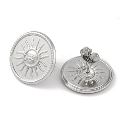 304 Stainless Steel Flat Round with Sun Stud Earrings&nbsp;X-EJEW-D281-24S
