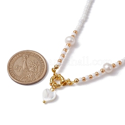 Natural Pearl Heart Pendant Necklace&nbsp;NJEW-MZ00024-01