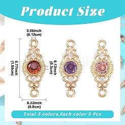 15Pcs 3 Colors Brass Micro Pave Cubic Zirconia Links Connectors&nbsp;KK-YW0004-29