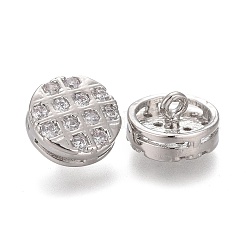 Brass Micro Pave Clear Cubic Zirconia Shank Buttons&nbsp;KK-H738-24P