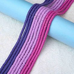 10 Strands 3 Colors Flat Round Handmade Polymer Clay Beads&nbsp;CLAY-SZ0002-03A