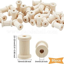 80Pcs Wooden Bobbins&nbsp;WOCR-OC0001-02